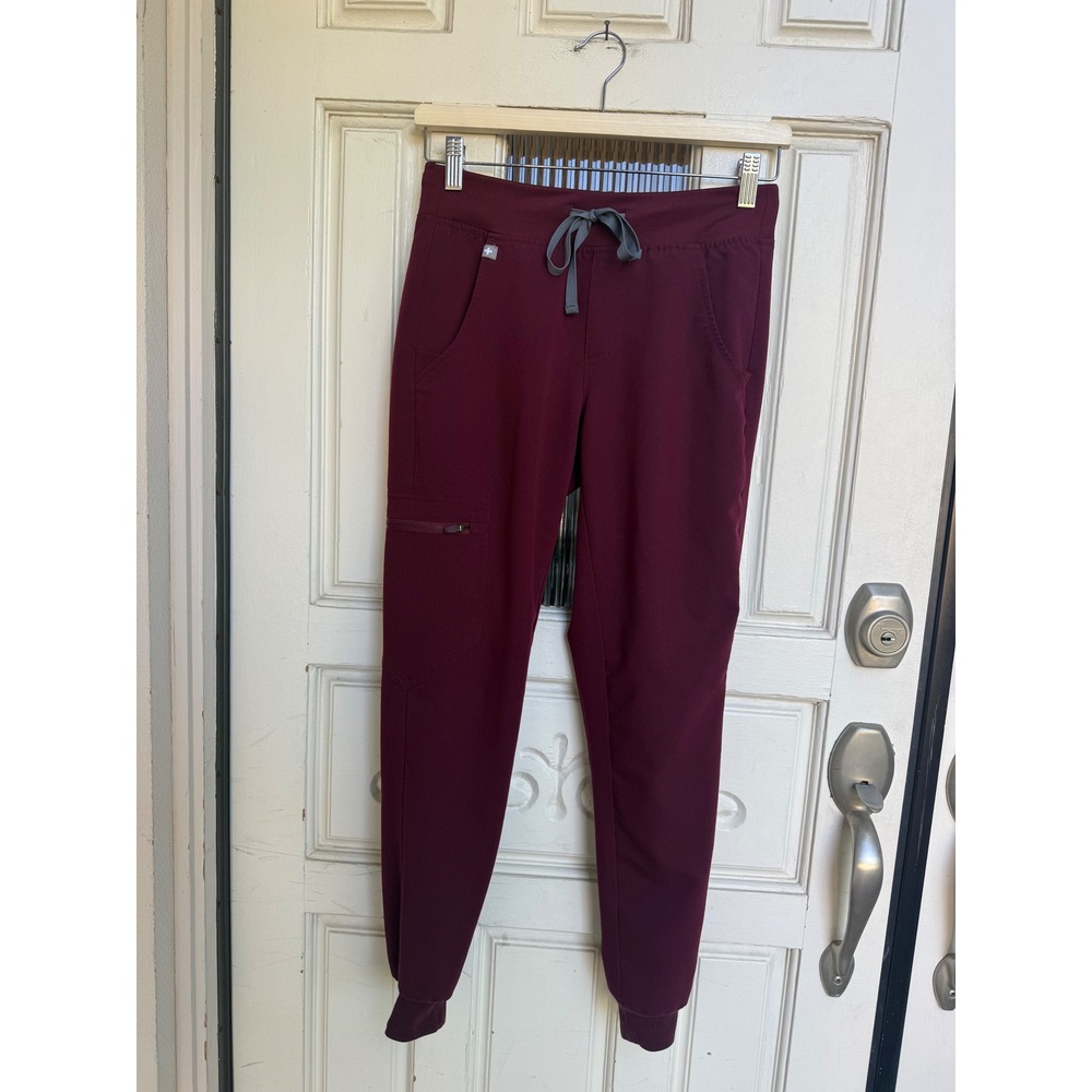 Figs Burgundy Zamora Joggers Scrub Pants Size XXS Petite W18SW2005P
